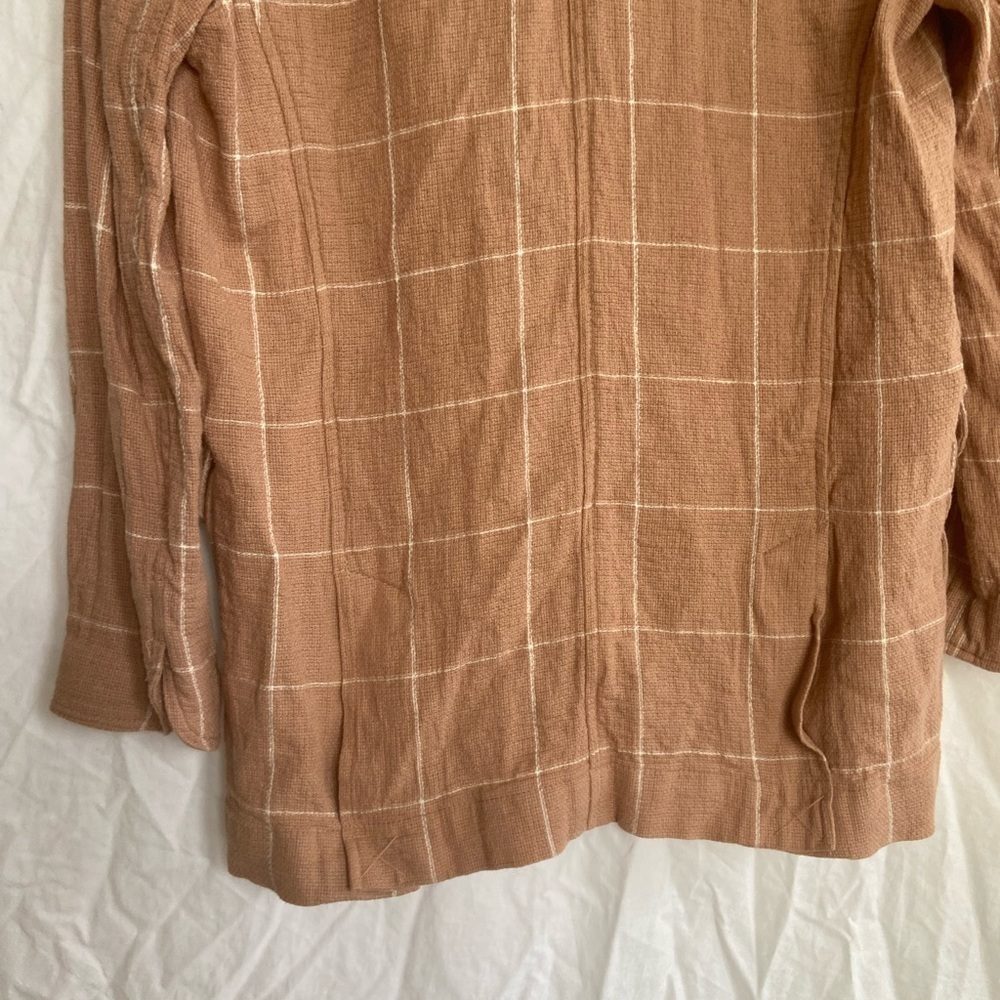 MADEWELL Tan Breezewoven Larsen Blazer in Windowpane Linen Oversized Size XS - Picture 13 of 15